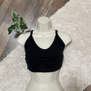 Offline by Aerie Size Large Black Ribbed Trim Racerback The Hugger Sports Bra